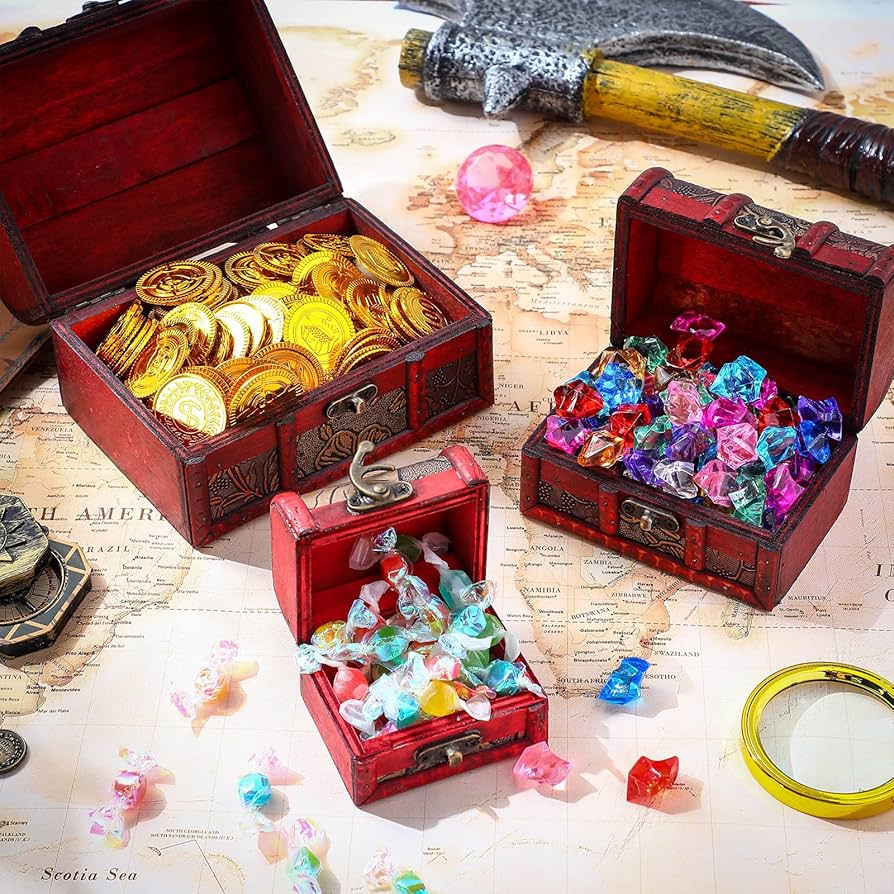 DWE Treasurn Chest新品 Amazon.com: Briwooody 6 Pcs Wooden Treasure Chest Trinket